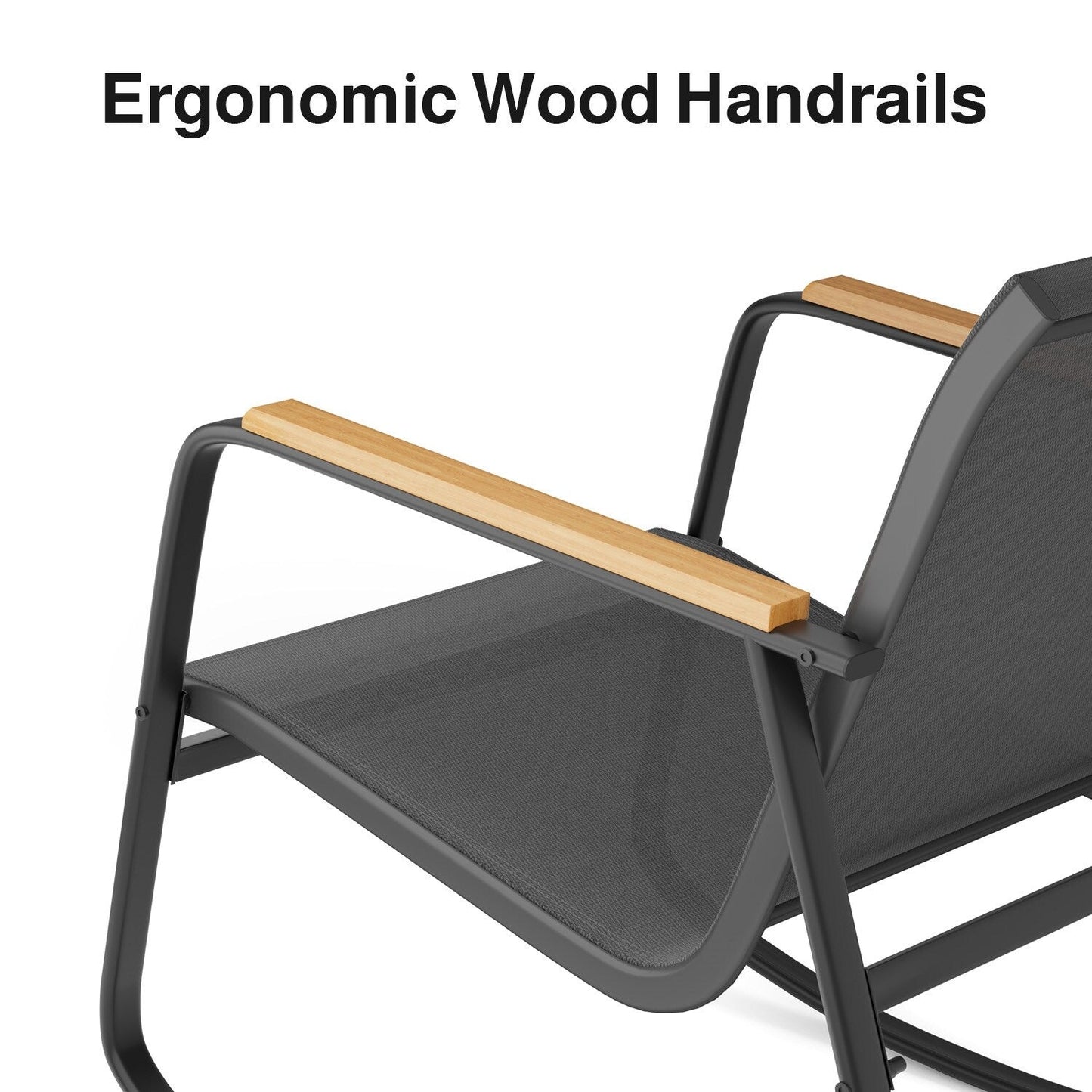 Set da bistrot a dondolo da 3 pezzi, set di mobili da giardino in tessuto textilene, sedie a dondolo per veranda