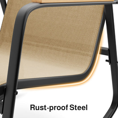 Set da bistrot a dondolo da 3 pezzi, set di mobili da giardino in tessuto textilene, sedie a dondolo per veranda