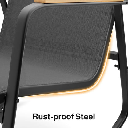 Set da bistrot a dondolo da 3 pezzi, set di mobili da giardino in tessuto textilene, sedie a dondolo per veranda