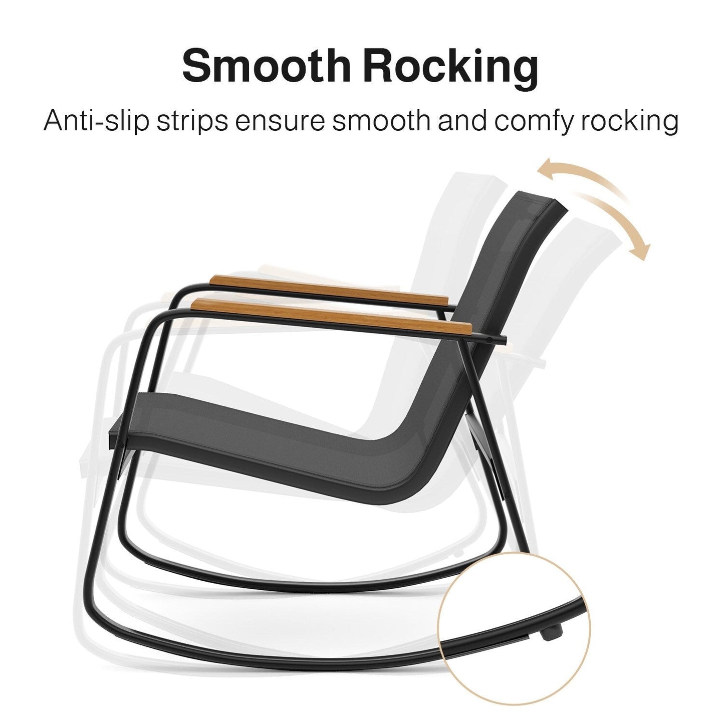 Set da bistrot a dondolo da 3 pezzi, set di mobili da giardino in tessuto textilene, sedie a dondolo per veranda