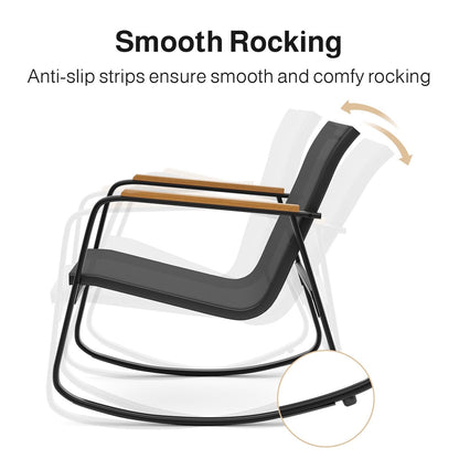 Set da bistrot a dondolo da 3 pezzi, set di mobili da giardino in tessuto textilene, sedie a dondolo per veranda