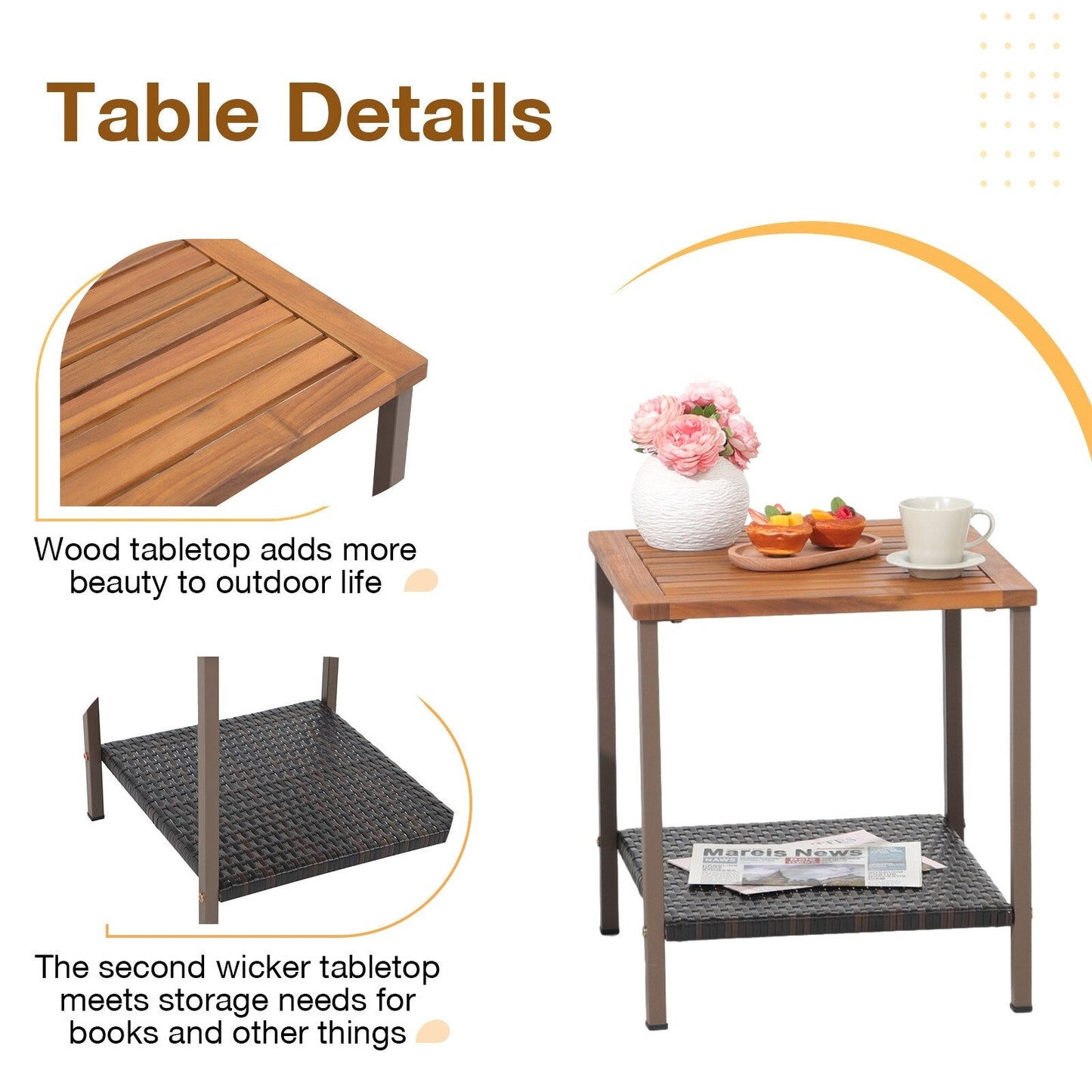 Set da 3 sedie a dondolo per patio, bistrot, sedie da balcone, set da conversazione con tavolino e cuscini