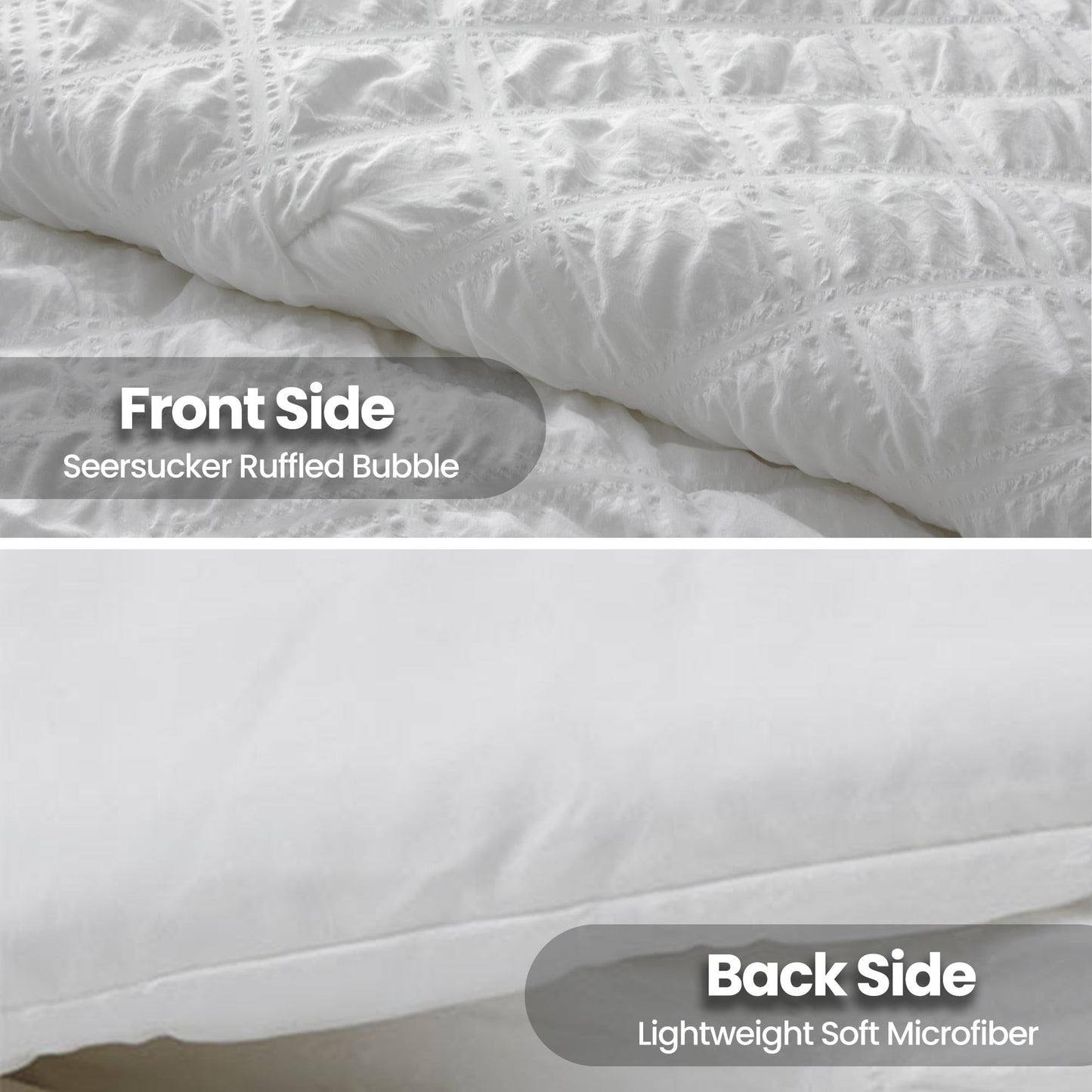 Set di 3 trapunte in seersucker con volant e texture chic, set di biancheria da letto leggera