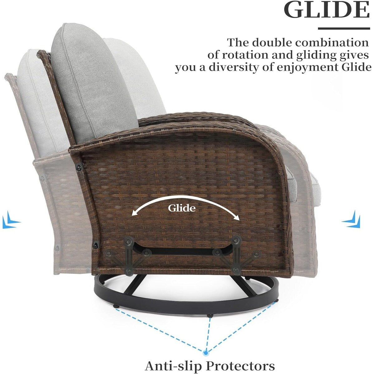 Set da conversazione per mobili da esterno per patio, 3 pezzi sedie in vimini in rattan PE con tavolo per veranda