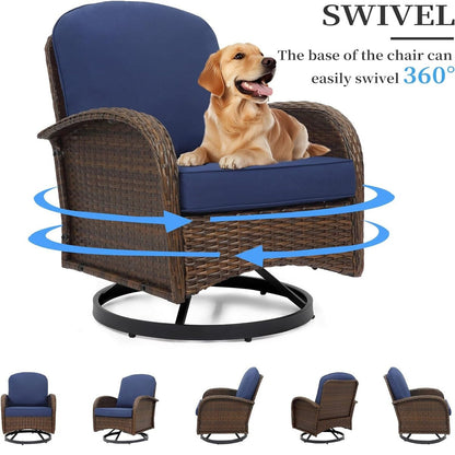 Set da conversazione per mobili da esterno per patio, 3 pezzi sedie in vimini in rattan PE con tavolo per veranda