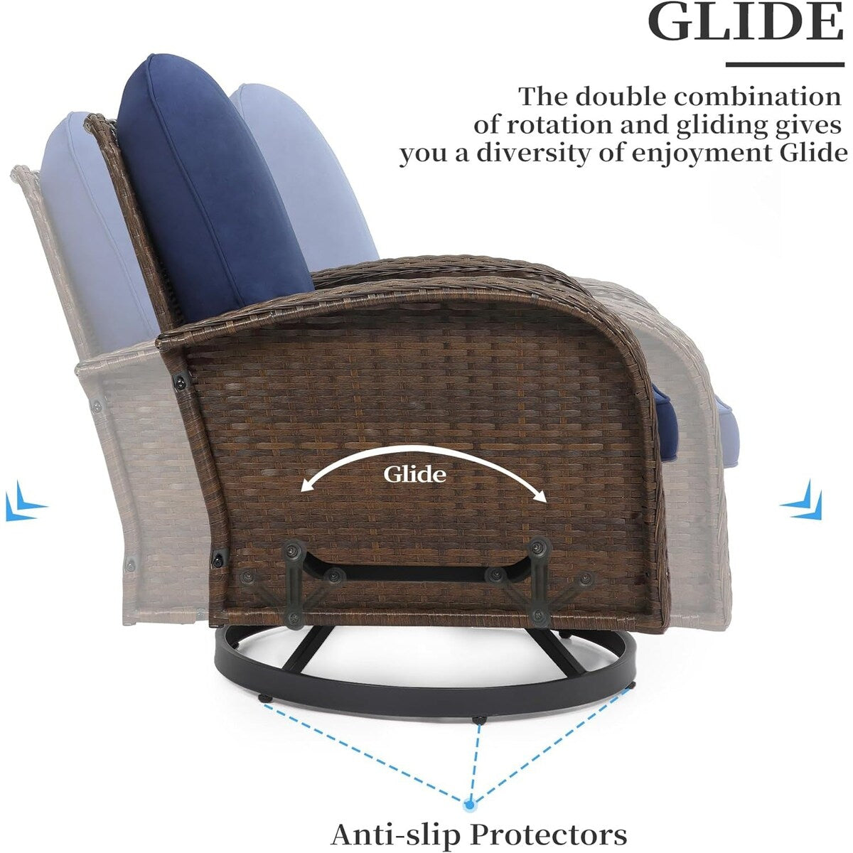 Set da conversazione per mobili da esterno per patio, 3 pezzi sedie in vimini in rattan PE con tavolo per veranda