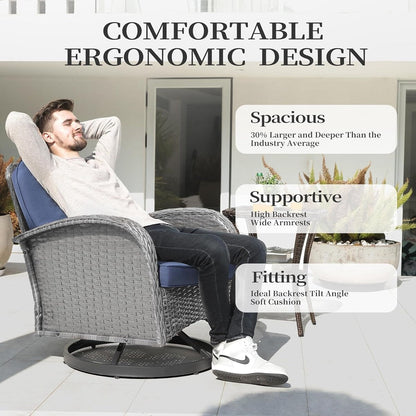 Set da conversazione per mobili da esterno per patio, 3 pezzi sedie in vimini in rattan PE con tavolo per veranda