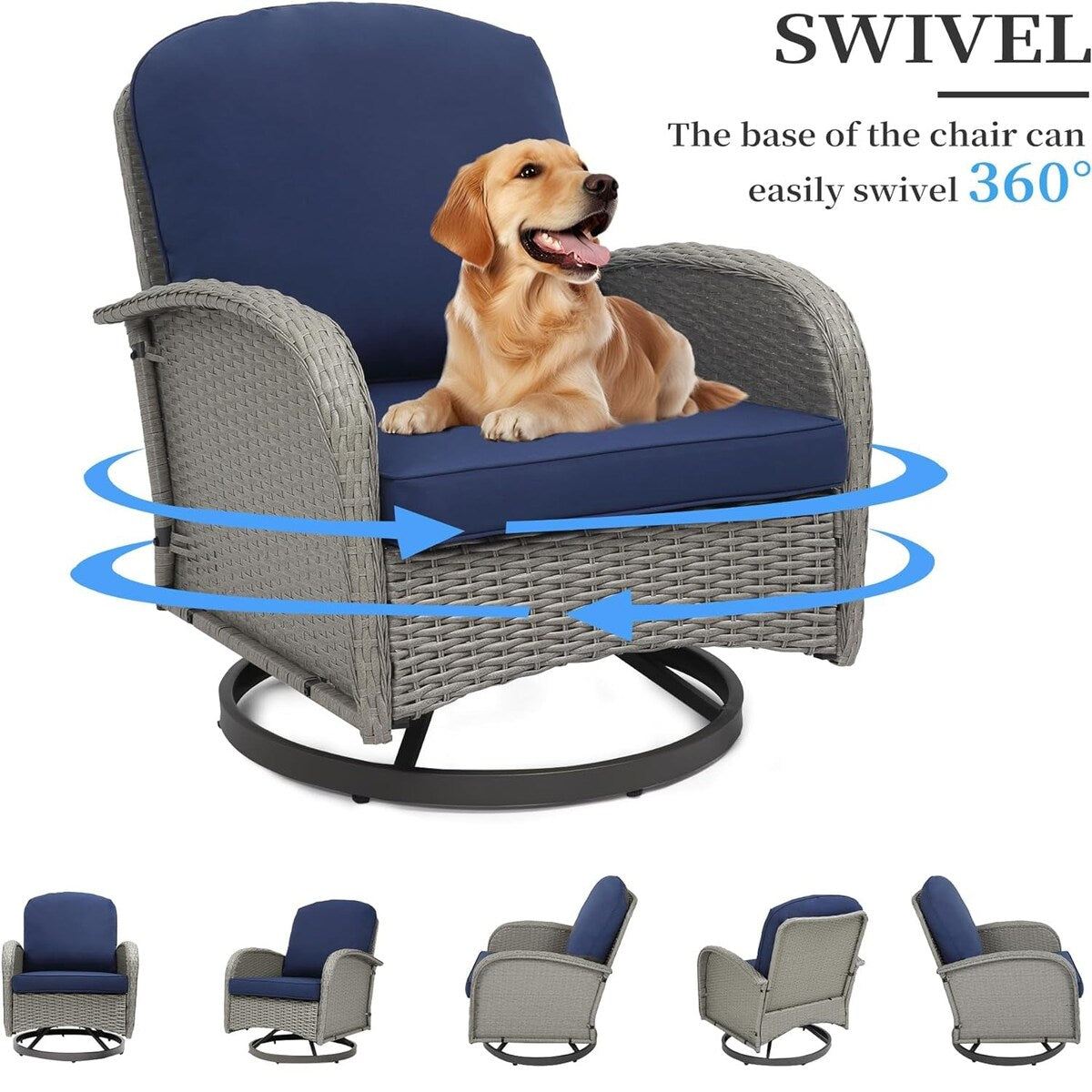 Set da conversazione per mobili da esterno per patio, 3 pezzi sedie in vimini in rattan PE con tavolo per veranda