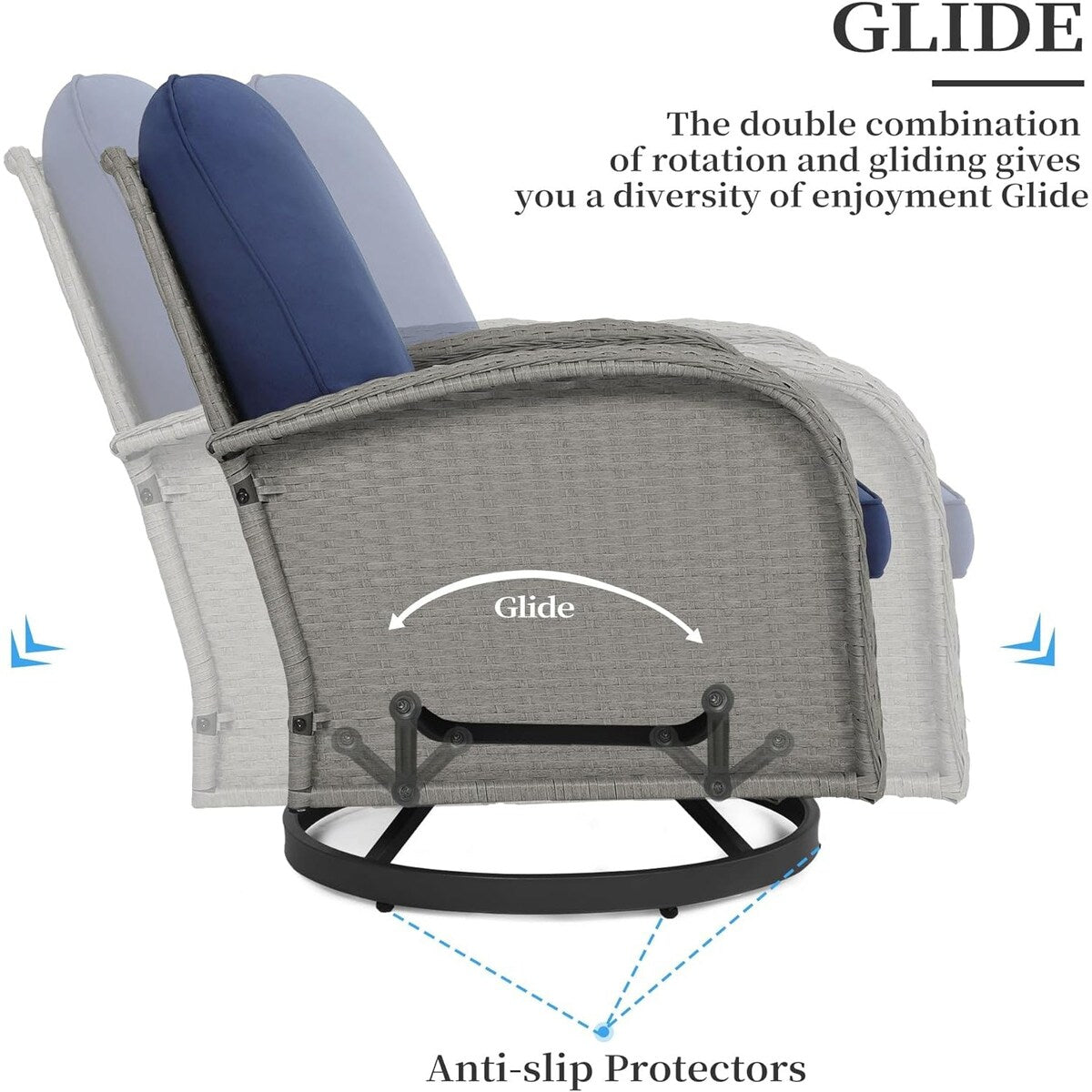 Set da conversazione per mobili da esterno per patio, 3 pezzi sedie in vimini in rattan PE con tavolo per veranda