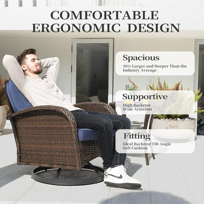 Set da conversazione per mobili da esterno per patio, 3 pezzi sedie in vimini in rattan PE con tavolo per veranda