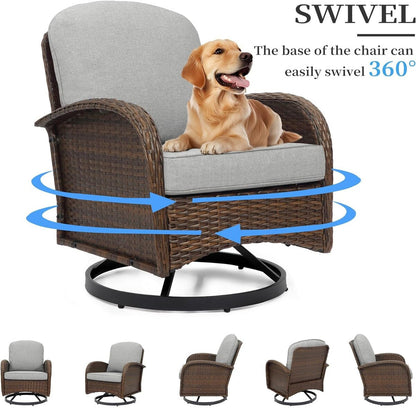 Set da conversazione per mobili da esterno per patio, 3 pezzi sedie in vimini in rattan PE con tavolo per veranda