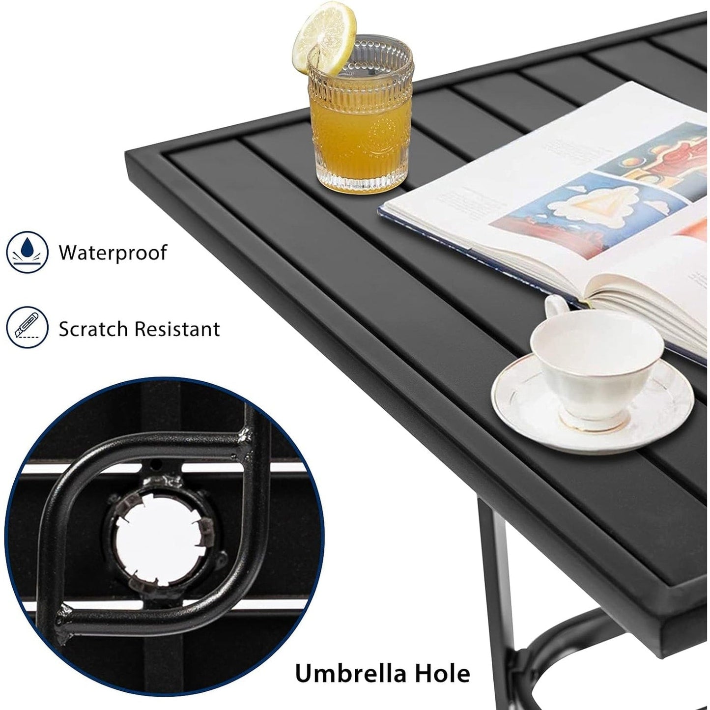 Set da bistrot girevole con seduta alta in metallo per esterni da 3 pezzi - 3 pezzi