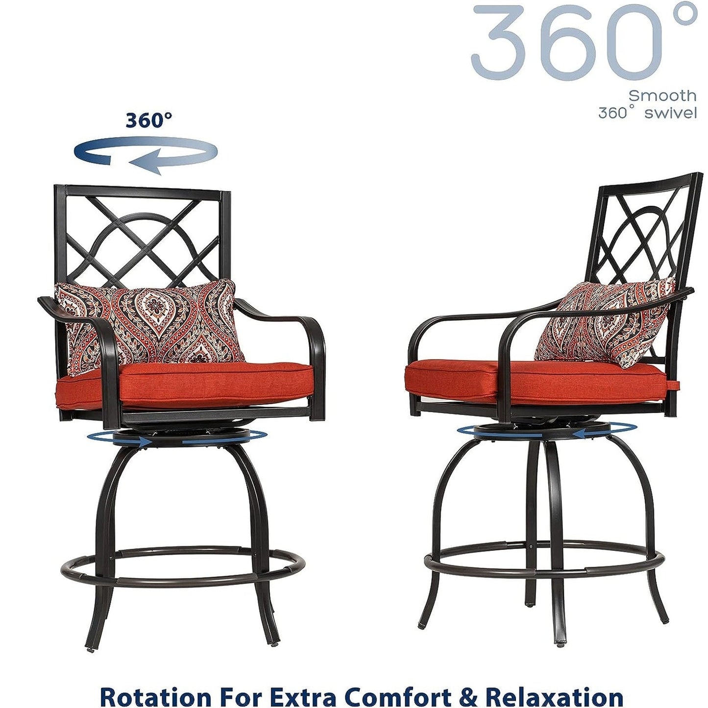 Set da bistrot girevole con seduta alta in metallo per esterni da 3 pezzi - 3 pezzi