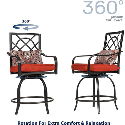 Set da bistrot girevole con seduta alta in metallo per esterni da 3 pezzi - 3 pezzi