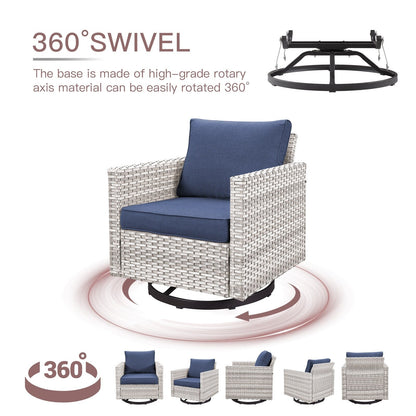 Set da giardino con dondolo girevole in vimini da esterno Gymojoy da 3 pezzi