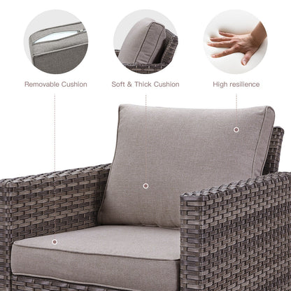 Set da giardino con dondolo girevole in vimini da esterno Gymojoy da 3 pezzi