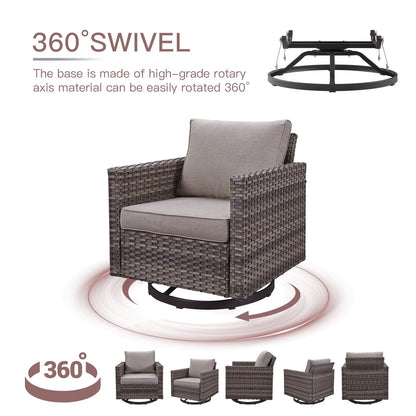 Set da giardino con dondolo girevole in vimini da esterno Gymojoy da 3 pezzi