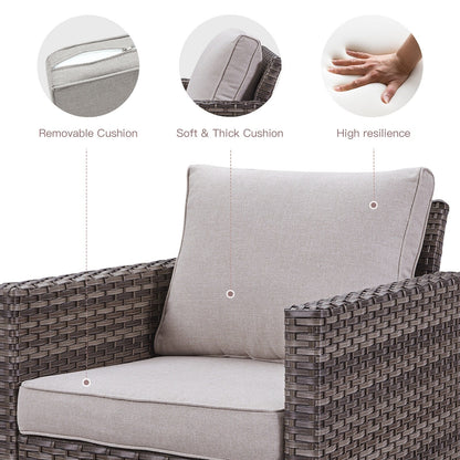 Set da giardino con dondolo girevole in vimini da esterno Gymojoy da 3 pezzi