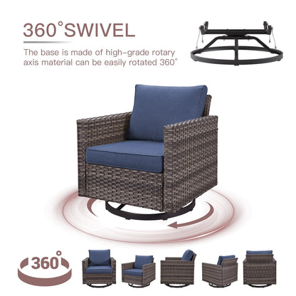 Set da giardino con dondolo girevole in vimini da esterno Gymojoy da 3 pezzi