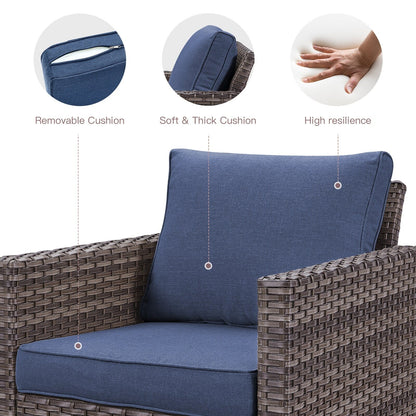 Set da giardino con dondolo girevole in vimini da esterno Gymojoy da 3 pezzi