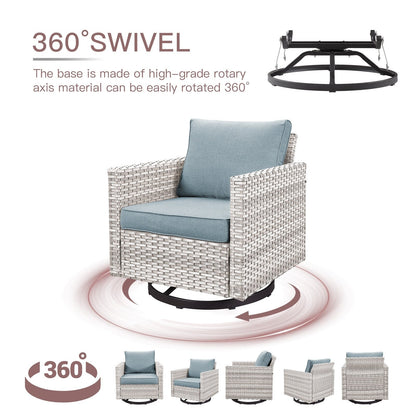 Set da giardino con dondolo girevole in vimini da esterno Gymojoy da 3 pezzi