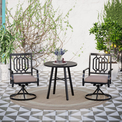 MAISON ARTS Set da bistrot da giardino, 3 pezzi, set da pranzo, 2 sedie girevoli con cuscini e 1 tavolino rotondo