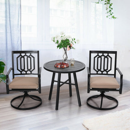 MAISON ARTS Set da bistrot da giardino, 3 pezzi, set da pranzo, 2 sedie girevoli con cuscini e 1 tavolino rotondo