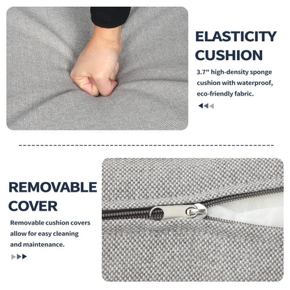 Set di mobili da giardino da 3 pezzi, set da bistrot girevole per esterni con sedie a dondolo in vimini e tavolino da caffè in vetro