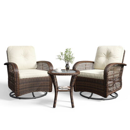 Set di 3 mobili da giardino, set di 2 sedie a dondolo girevoli da giardino