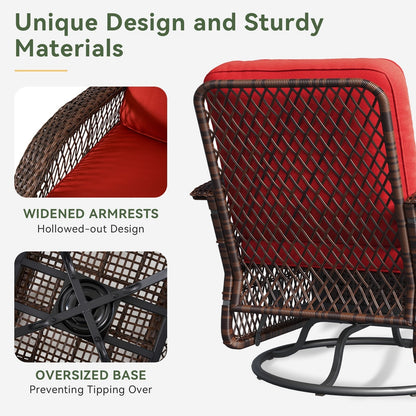 Set di 3 mobili da giardino, set di 2 sedie a dondolo girevoli da giardino