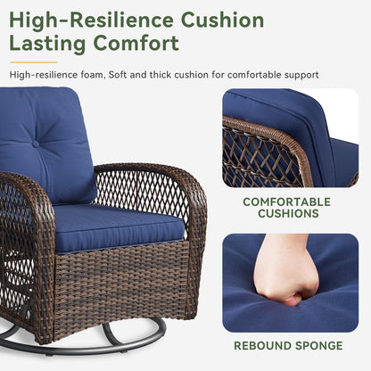 Set di 3 mobili da giardino, set di 2 sedie a dondolo girevoli da giardino