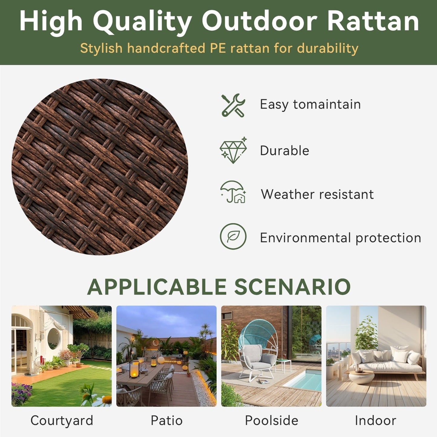 Set di 3 mobili da giardino, set di 2 sedie a dondolo girevoli da giardino