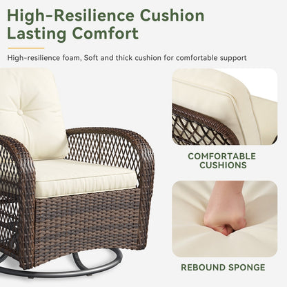 Set di 3 mobili da giardino, set di 2 sedie a dondolo girevoli da giardino