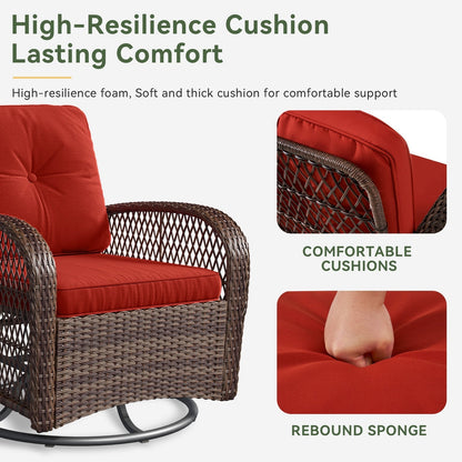 Set di 3 mobili da giardino, set di 2 sedie a dondolo girevoli da giardino