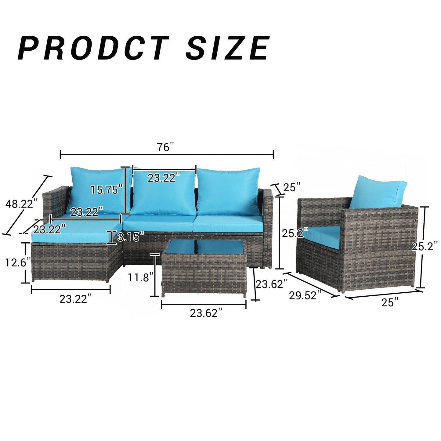 Set di mobili da giardino da 3 pezzi