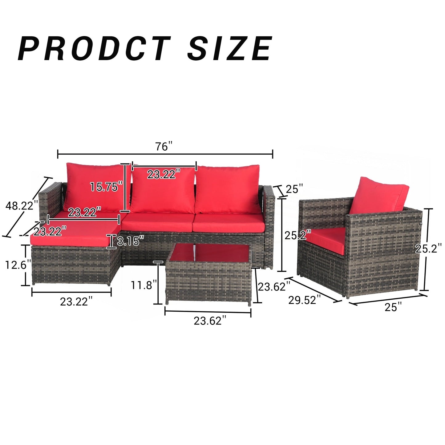 Set di mobili da giardino da 3 pezzi