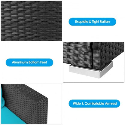 Set di mobili da giardino in vimini da 3 pezzi con cuscino - 28,5 x 27,5 x 27 (L x P x A)