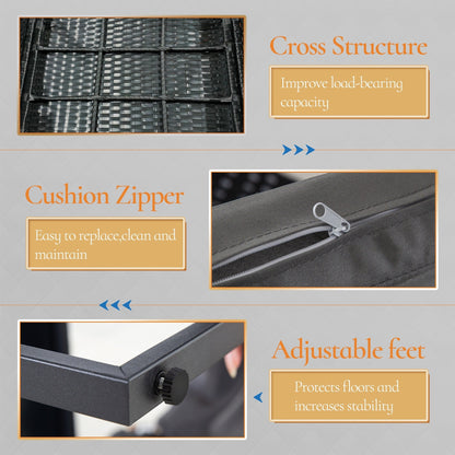 Set da conversazione per patio in vimini da 3 pezzi, sedie da esterno con cuscini