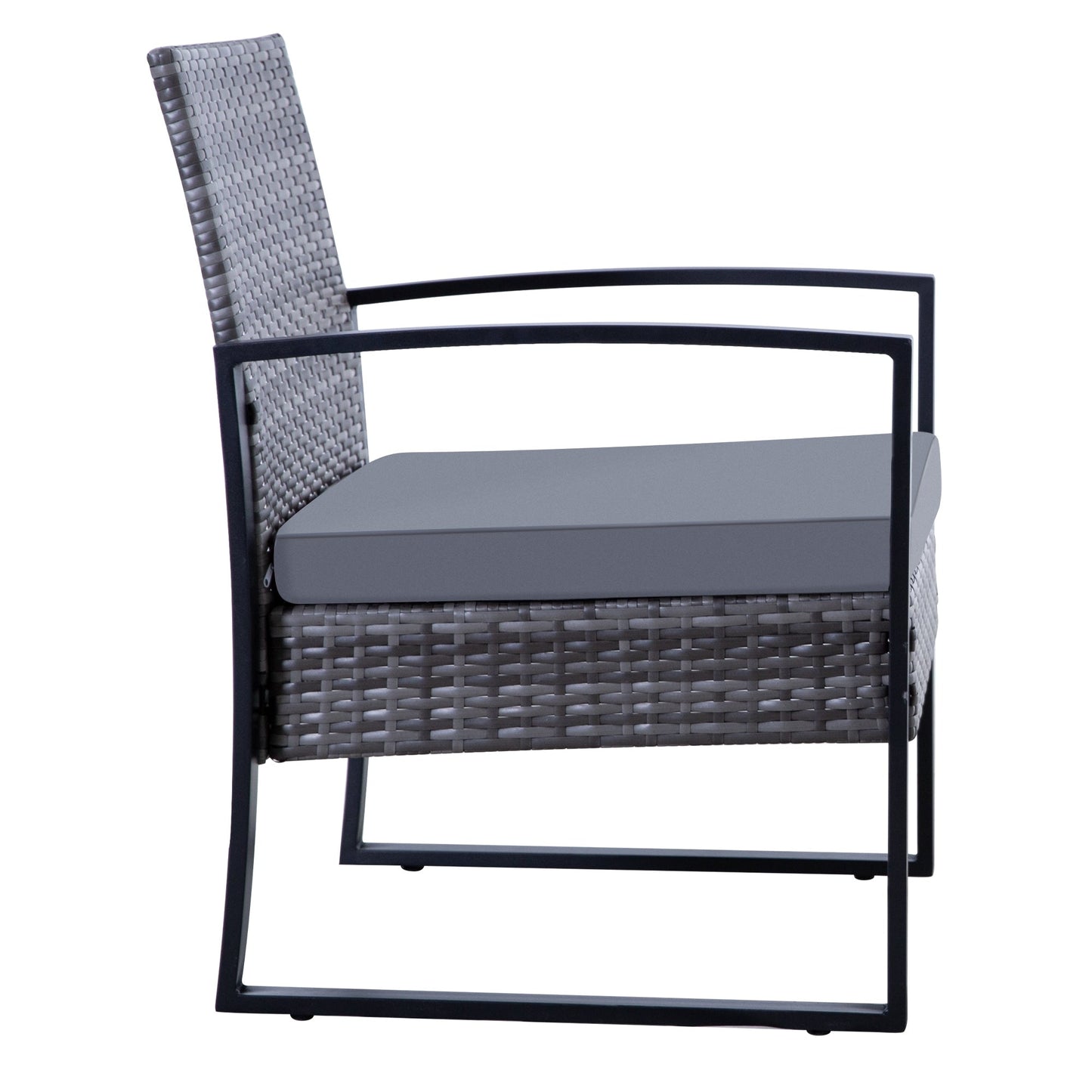 Set da conversazione per patio in vimini da 3 pezzi, sedie da esterno con cuscini