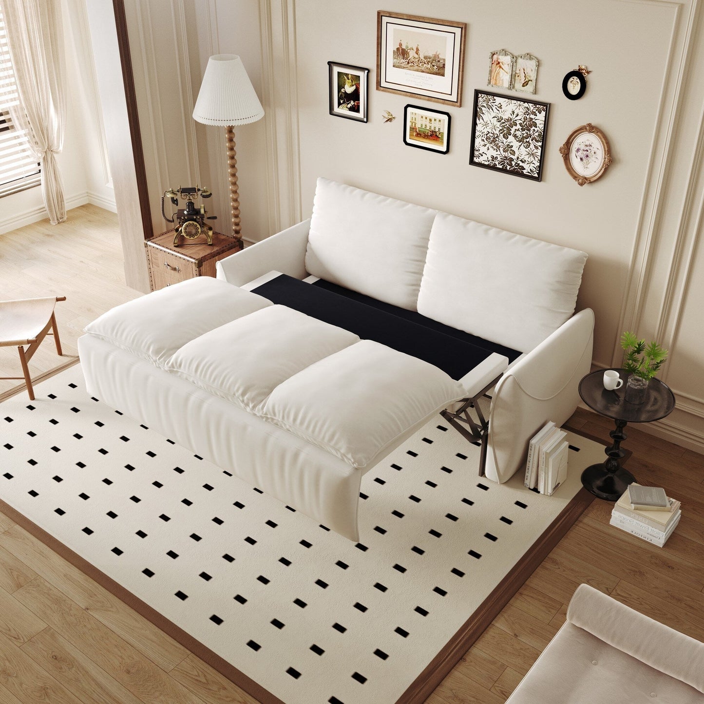 Divano letto trasformabile a 3 posti con set 2 in 1 di cuscini e coperte