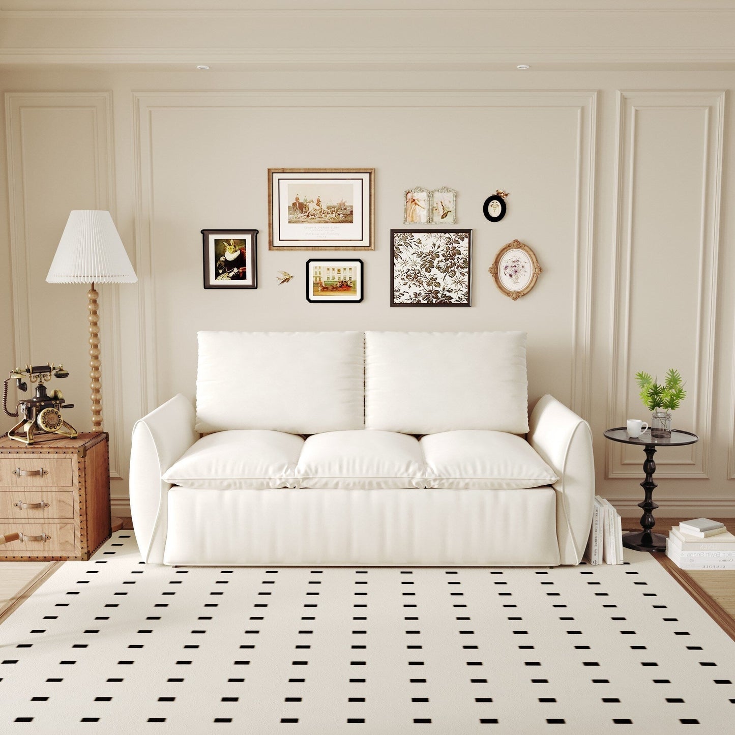 Divano letto trasformabile a 3 posti con set 2 in 1 di cuscini e coperte