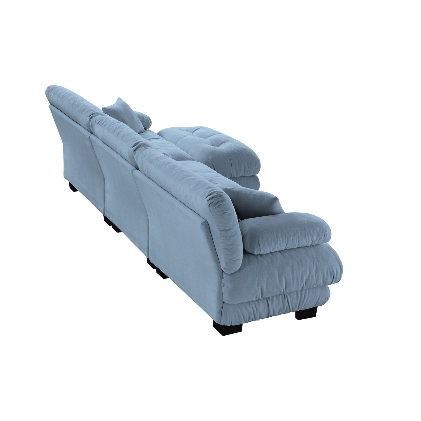 Divano componibile modulare a 3 posti, divano con seduta profonda, divano a forma di L con pouf trasformabile per soggiorno