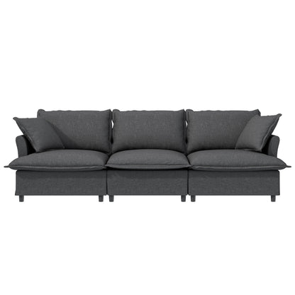 Modulo divano a 3 posti per divano componibile modulare, seduta ampia, divano a nuvola in ciniglia con cuscini decorativi