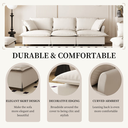 Modulo divano a 3 posti per divano componibile modulare, seduta ampia, divano a nuvola in ciniglia con cuscini decorativi