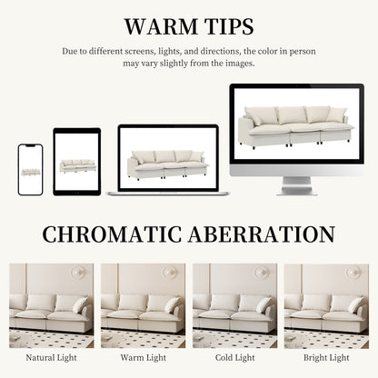 Modulo divano a 3 posti per divano componibile modulare, seduta ampia, divano a nuvola in ciniglia con cuscini decorativi