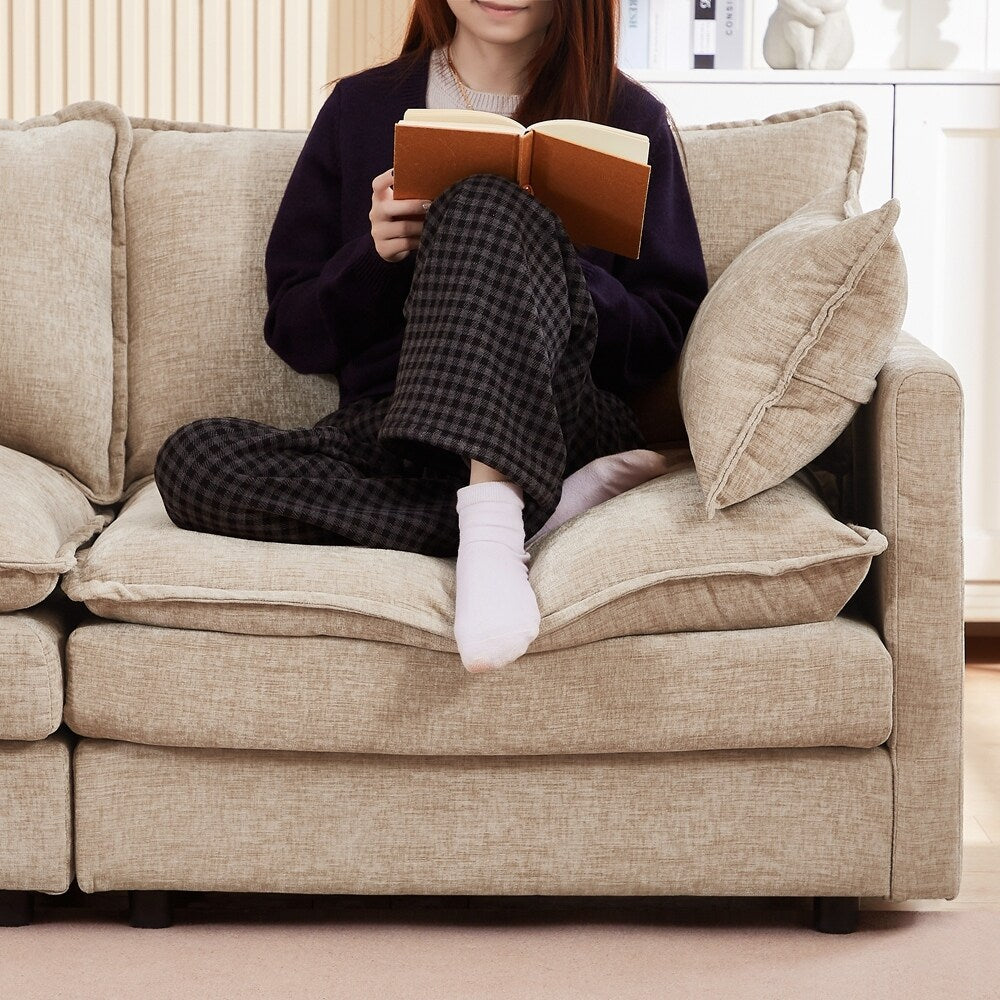 Divani comodi a 3 posti con poggiapiedi mobile