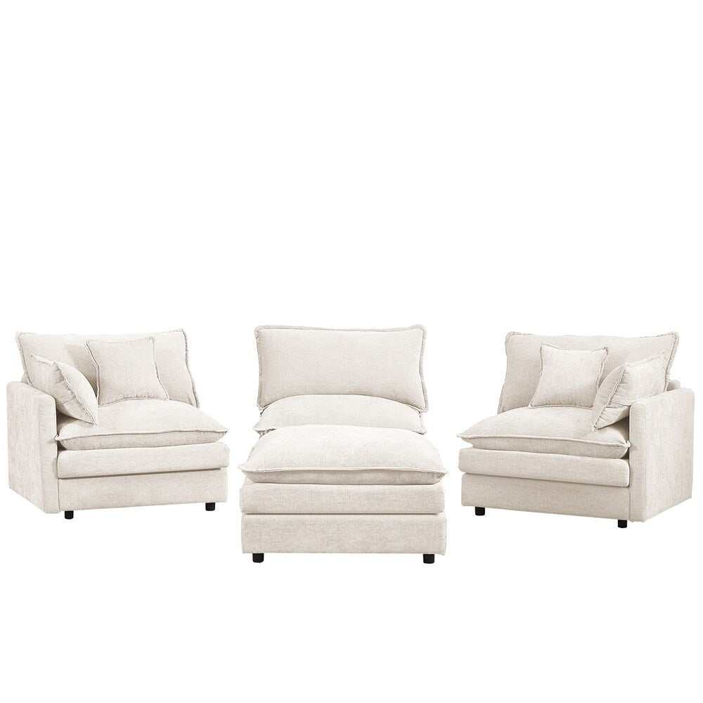 Divani comodi a 3 posti con poggiapiedi mobile