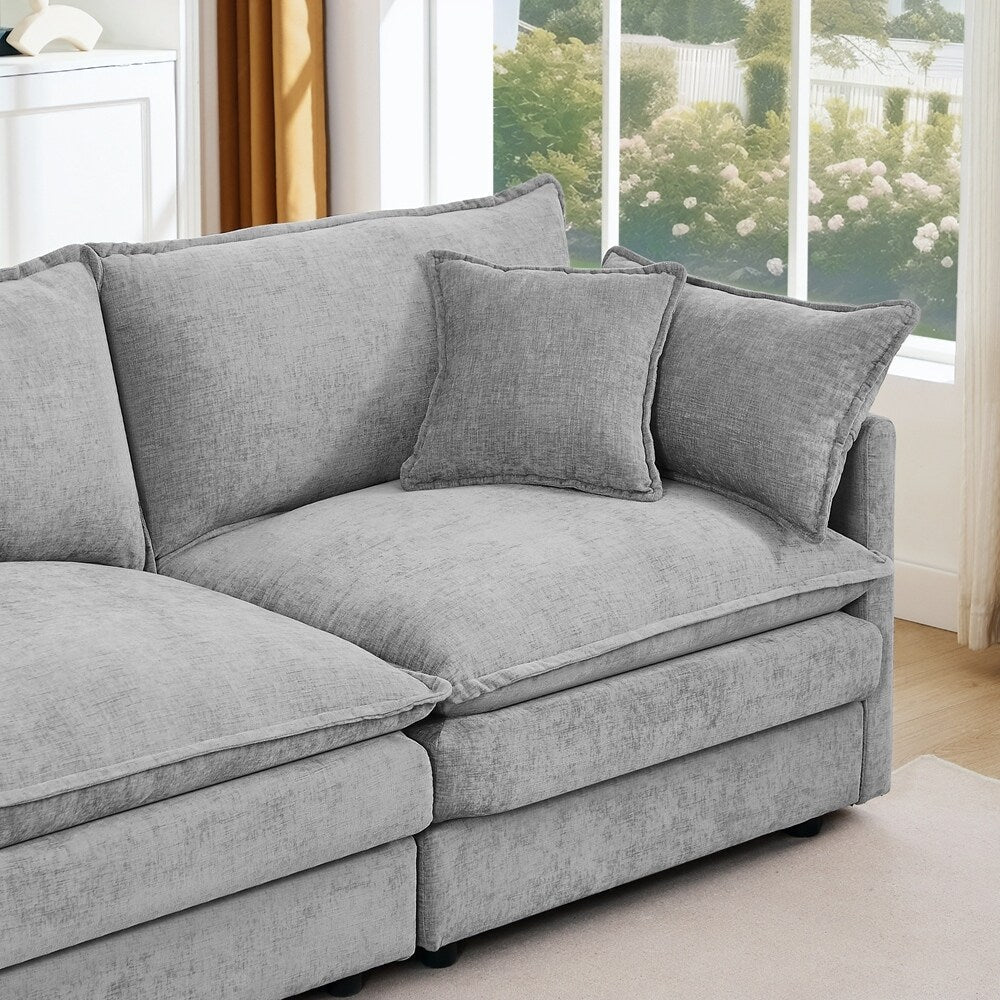 Divani comodi a 3 posti con poggiapiedi mobile