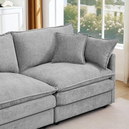 Divani comodi a 3 posti con poggiapiedi mobile