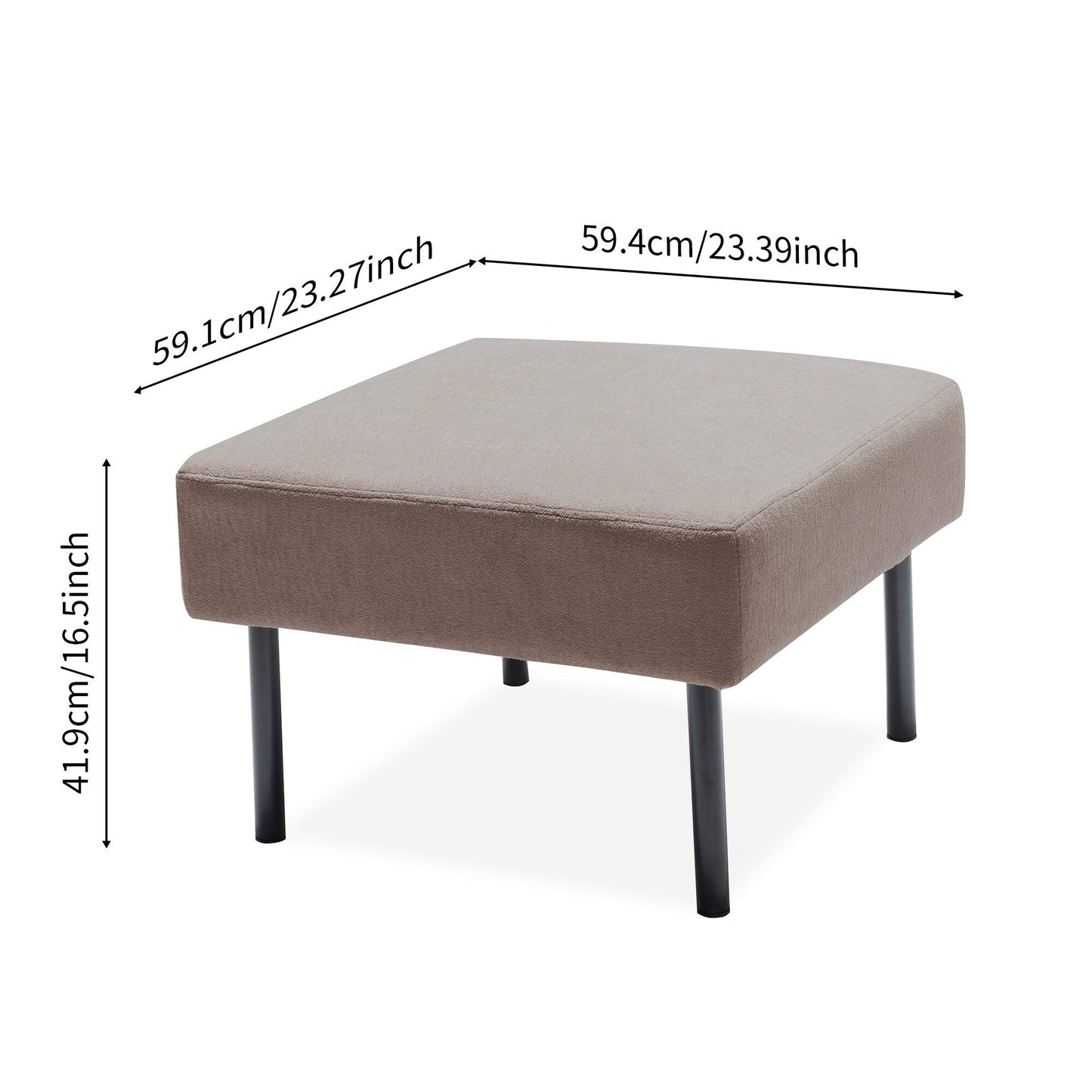 Divano a 3 posti a L in tessuto di poliestere con pouf, divano moderno imbottito, comodi divani piccoli per piccoli spazi